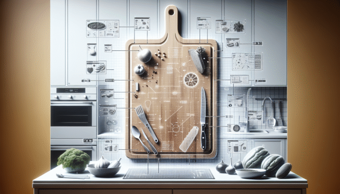 A long-lasting, eco-friendly cutting board in a modern kitchen, symbolizing sustainability and minimal waste.