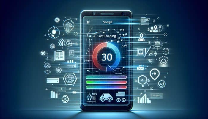 A smartphone displaying a fast, interactive, and visually stable website, illustrating current mobile SEO trends.