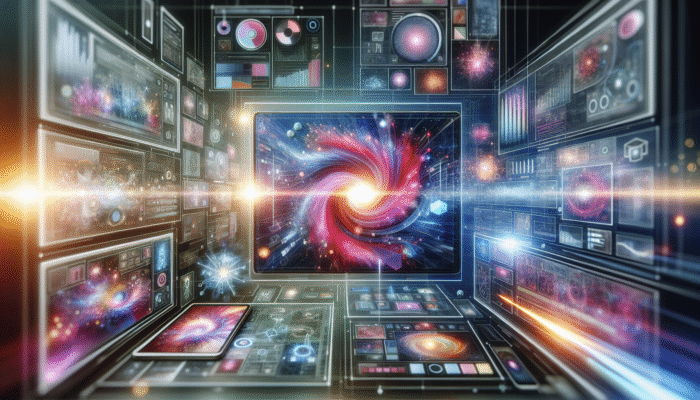 A dynamic digital interface showcasing real-time data visualizations across various devices, optimized for user experience.