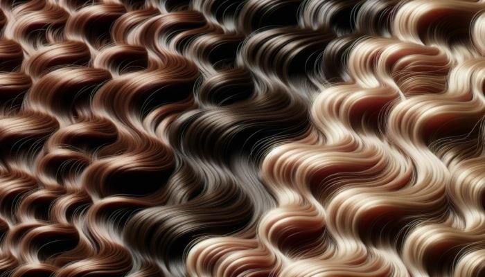 Close-up of diverse hair textures showcasing fine, straight hair exhibiting subtle waves alongside thick, curly hair enhanced by strategic layers.