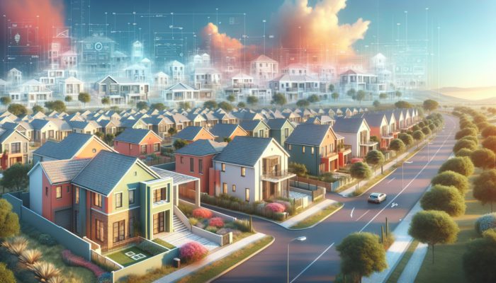 A Mahikeng street showcasing semi-detached houses, modern townhouses, and affordable flats catering to diverse market segments.