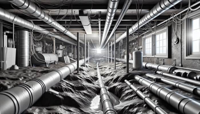 A well-maintained crawl space with effective drainage systems in a humid area, preventing mold and ensuring a healthy home.