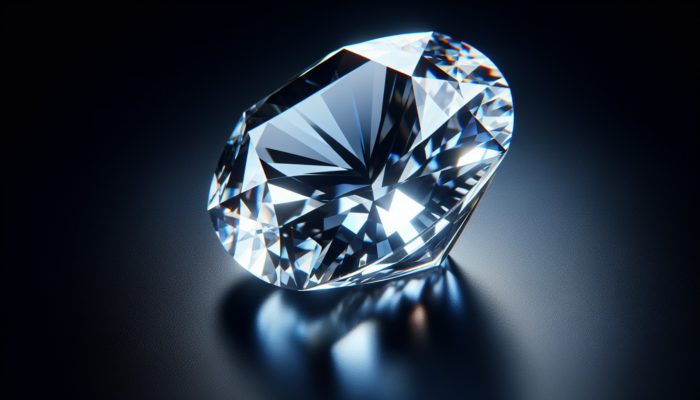 A close-up of a sparkling Gala Gem with minimal inclusions, expertly cut, displayed against a dark background.