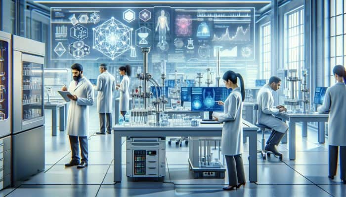 Modern laboratory in Farnworth where professionals are analysing full blood count results, focusing on precision and expertise.