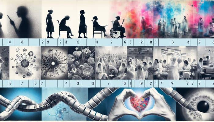 Timeline collage depicting the evolution of women's health in the UK, highlighting the journey from neglect to empowerment through the suffragette movement and the establishment of the NHS in 1948.
